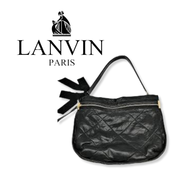 LANVIN Paris Vintage soft black Italian leather Lanvin purse - Picture 2 of 14